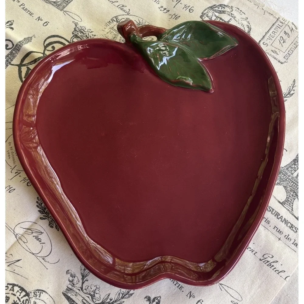 VTG Block Molde Portugal Barbara Eigen Apples Red Green Leaves Platter 12" - Picture 2 of 7